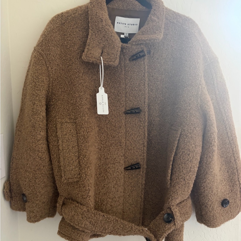 Petite Studio Tan Textured Coat - Picture 5 of 6